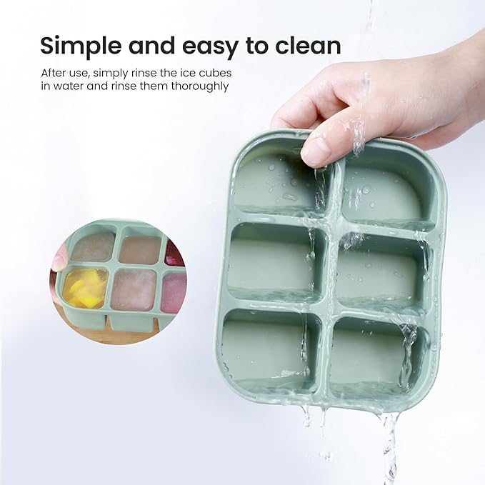Ice Cube Tray 2 Pack – Stackable Large Silicone Ice Cube Freezer Molds & Easy Release Square Ice Cube Maker with Removable Lid BPA Free for Cocktail,Whiskey，Soup Baby Food