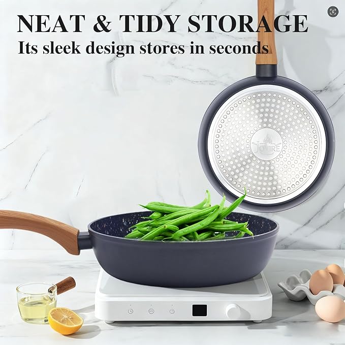 8.5 Inch Nonstick Frying Pan Skillet, Superior PFOA-Free & Non-Toxic Coating, 3mm Aluminum for Even Heat, Induction Compatible, Dishwasher Safe for Eggs & Pancakes