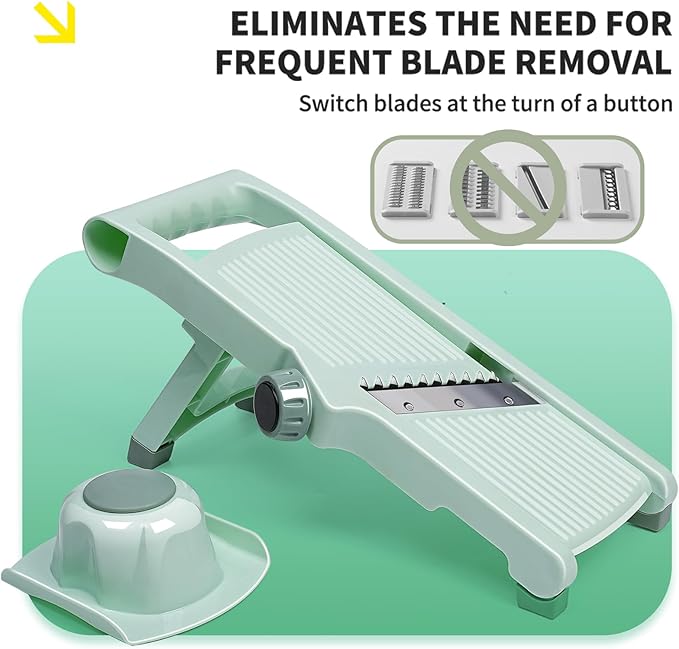 Adjustable Safe Mandoline Slicer for Kitchen, Stainless Steel Multifunction Vegetable & Fruit Cutter, Onion Potato Tomato Cabbage Apple Lemon Slicer Cutter, Multipurpose Veggie Slicer.