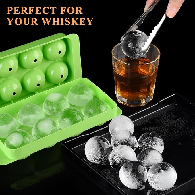 Round Ice Cube Mold,1.8 INCH x 8,Ice Ball Maker Mold | Round Ice Cube Trays for Freezer,Whiskey Ice Cubes Mold,Circle Ice Cube Tray with Lid,Ice Trays-Ice molds for Whiskey,Cocktails,Coffee