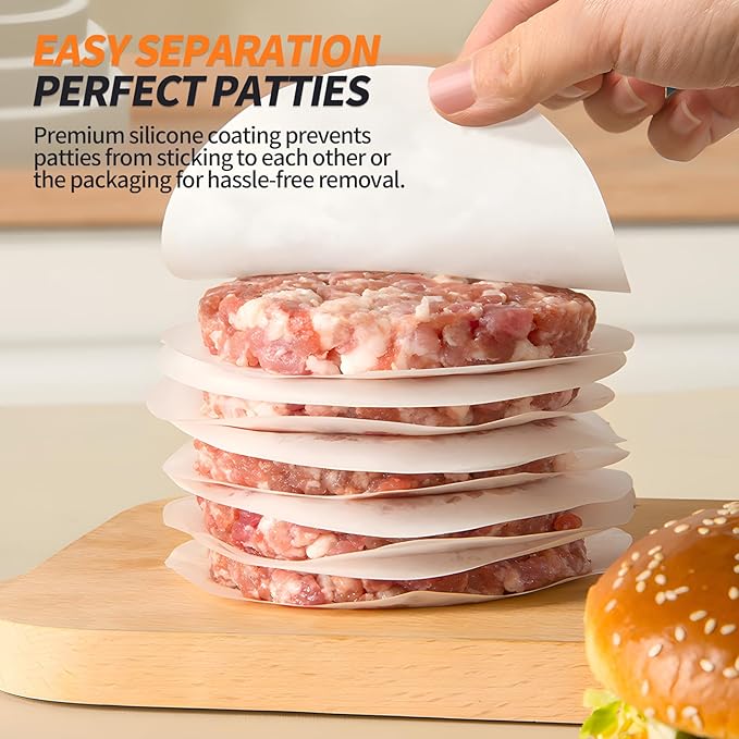 500PCS Hamburger Patty Paper, 4.5 Inch Round Non-Stick Patty Paper Sheets,Baking Parchment Rounds for Burger Press,Separating Burger Patty, Cookies and Baking
