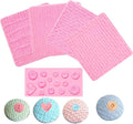 Fondant Impression Mats Molds, Knitting with Button Silicone Chocolate Molds (5 Packs), Sweater Design Knit Impress Texture Stamp Mat for Baby Shower, Birthday Cake Decorating Cupcakes Topper