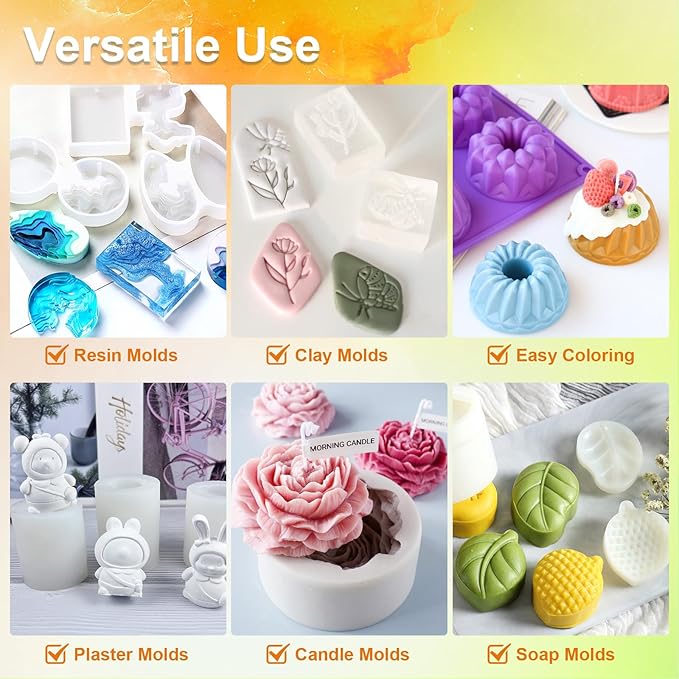 CHANGTIKEJI Silicone Mold Making Kit,48OZ Super Elastic Liquid Silicone for Mold Maker, Fast Cure Translucent Silicone Rubber for Casting Mold,Silicone Mold,Candle Mold,Soap Mold,Food Mold