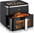10.6 QT Oilless XL Large Air Fryer, 9 Presets & Keep Warm, Stainless Steel Inner Cavity, 400℉ Precise Temp Control, Shake Reminder, Square Non-Stick&Dishwasher Safe Basket,With Visible Window