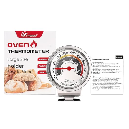 NSF Certified Oven Thermometer - KT THERMO 3in Analog Appliance Thermometer with Wide 150-600°F Temperature Range, Stainless Steel, Large Dial for Easy Reading
