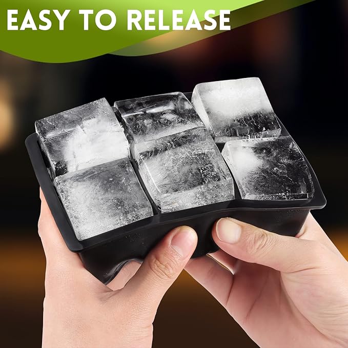 Ice Cube Trays Silicone,2 Pack Large Square Ice Cube Molds with Removable Lids,Stackable Big Ice Trays for Freezer,Ice Maker Reusable and BPA Free for Whiskey, Cocktail, Chilled Drink