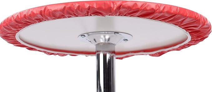 Yourtablecloth Heavy Duty Vinyl Round Fitted Tablecloth (Table Cover) with Flannel Backing Vibrant Colors Elasticized Tablecloth Great for Indoor and Outdoor Dining and Playing Cards 42” Black