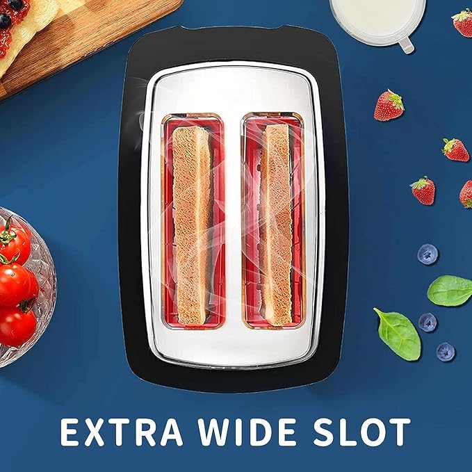 Toaster 2 Slice Wide Slot Toaster Best Rated Prime Displav Smart Toasters with LCD Digital Countdown Timer and Bagel/Defrost/Cancel/Reheat Function