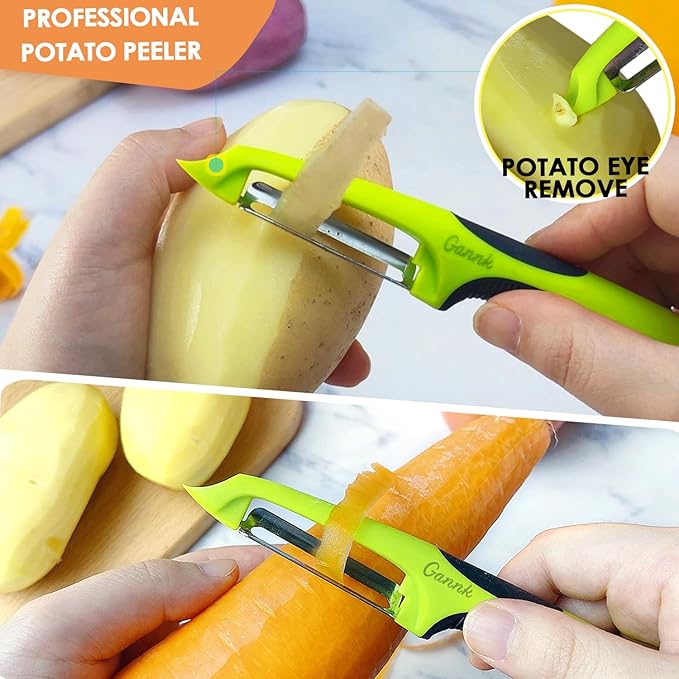 GANNK Vegetable Potato Peelers for Kitchen, Y Peeler for Apple Fruit Carrot Zucchini Cucumber Potatoes, Good Grip Veggie Peeler Makes Peeling Very Easy