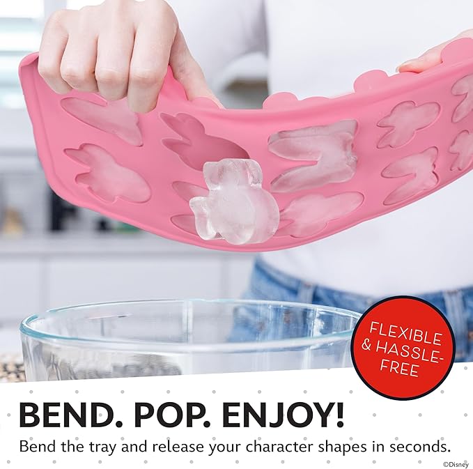 Disney Minnie Mouse Silicone Ice Cube Tray – 2 Pack Ice Trays for Freezer with Fun Minnie Mouse Ice Molds – Flexible BPA-Free Silicone Molds for Ice, Chocolate, and More (Minnie (Pink))
