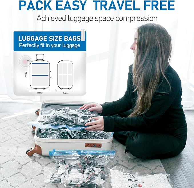 VMstr 12 Pack Travel Vacuum Storage Bags with USB Electric Pump, Compression Bags for Travel, Space Saver for Clothes and Clothing