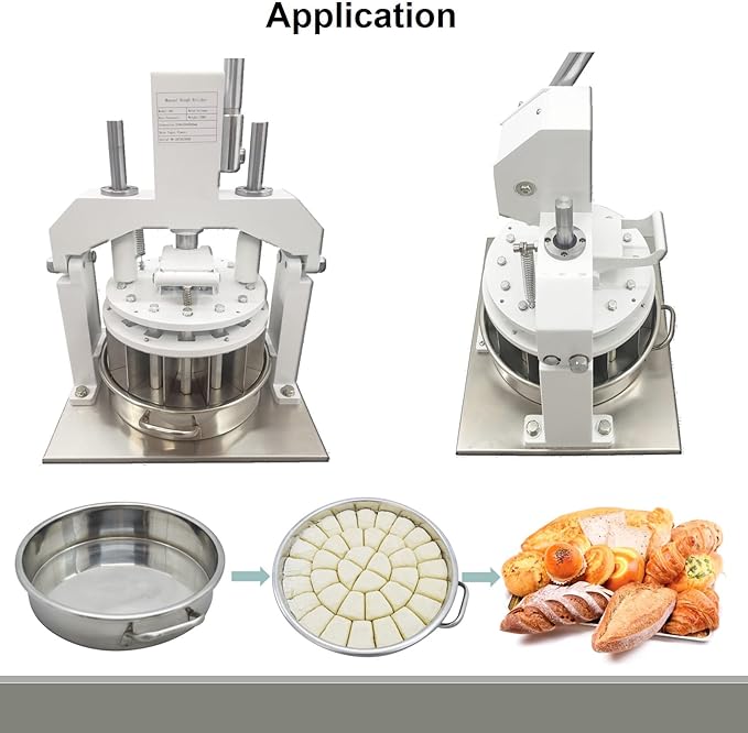 18PCS Table Top Manual Dough Divider Manual Hydraulic Dough Dividing Machine 2 Trays Manual Equal Dough Cutter Bread Bakery Dough Cutter Machine 2.12oz-11.29oz(60g-320g)/pcs