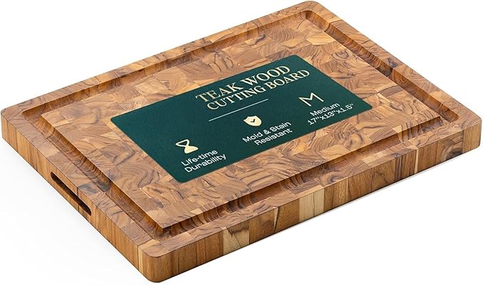 Cutting Boards for Kitchen Non Slip Wood Juice Groove Chopping Board Kitchen Essential House Warming Hostess Host Gift Serving Tray for Christmas Wedding Birthday Anniversary White