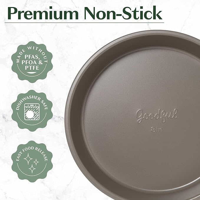 Goodful All-In-One Nonstick Bakeware Set, Stackable and Space Saving Design includes Round and Square Pans, Muffin Pans, Cookie Sheet and Roaster, Dishwasher Safe, 8-Piece, Terracotta