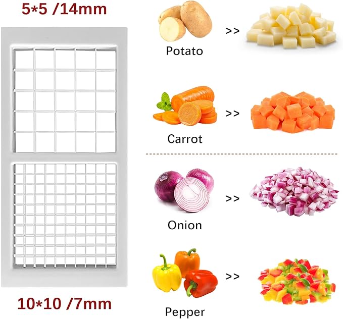 Vegetable Chopper, Onion Chopper Dicer, Mandoline Slicer, Food Chopper with Container, Vegetable Cutter for Salad Potato Carrot Garlic（2 Blades, Black White）