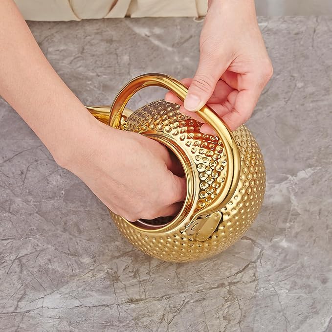 SANQIAHOME 1500ml teapot with Infuser stainless steel Water Boilers lifting handle Tea Maker Water Kettle for Induction/Gas gold