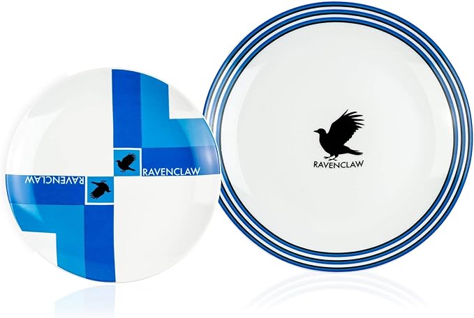 Harry Potter Hogwarts House Porcelain 16 piece Dinnerware Set - Includes 4 Dinner Plates, 4 Salad Plates, 4 Bowls and 4 Mugs - Gryffindor, Hufflepuff, Ravenclaw and Slytherin