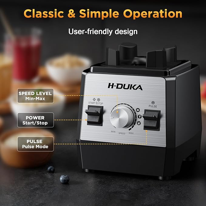Smoothie Blender, 1400 Watt Powerful Blender for Smoothies, 64oz Capacity Countertop Blenders for Kitchen with BPA Free Container, Ice Crushing, Frozen Drinks, Puree, Protein Shakes