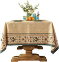 patdrea Designer French Linen Long Tablecloth for Rectangle Table,Beige Anti-Wrinkle Floral Farmhouse Table Cloth,Decor Covers for Kitchen Dining,Tea Party,Christmas,Thanksgiving,63"x94"-Fram