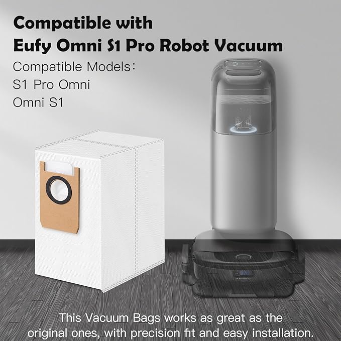 12 Pack Dust Bags Compatible with Eufy Omni S1 Pro, Omni S1 Robot Vacuum, 4-Layer Replacement Disposable Bags
