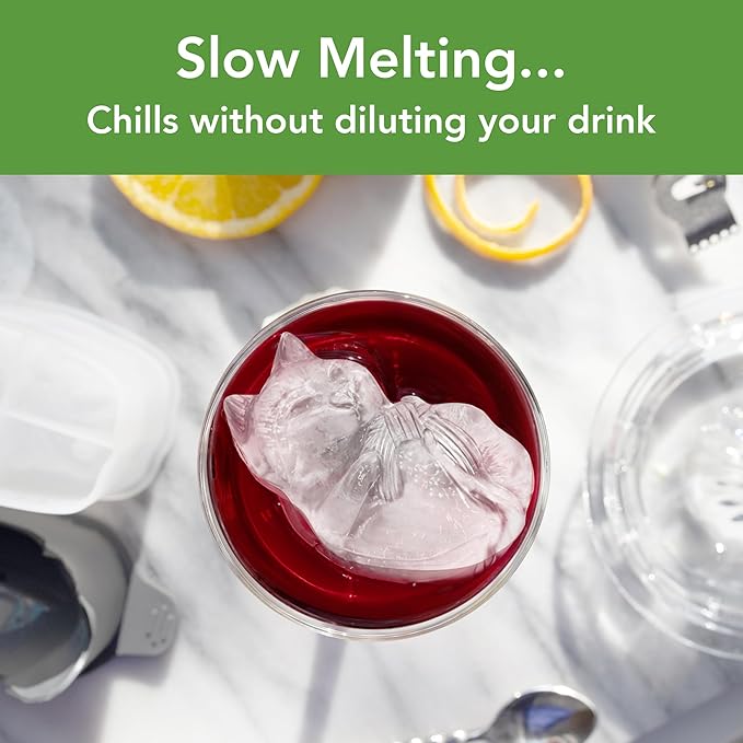 Tovolo Ice Cubes Mold Pack of 2 Large Craft Ice Molds for Whiskey Bourbon Cocktails, Easy Fill No Leak Silicone Ice Molds Gift for Him Stackable Dishwasher Safe BPA Free Heart Ice