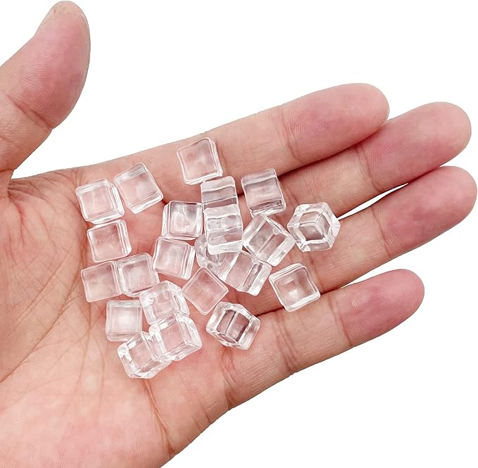 Fake Crushed Square Ice Cubes Artificial Acrylic Crystal Diamonds for Vase Fillers,Table Scatter, Party Favor, Wedding Decoration, Photography Props, Food Display (square-10MM/0.39 in 200 pcs)