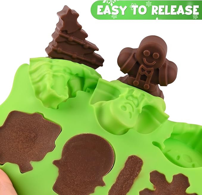 Actvty Christmas Chocolate Molds, Christmas Candy Silicone Molds, 4 Packs 14 Cavity Xmas Theme Baking Molds for Making Chocolate, Candy, Gummy, Jello, Ice, Wax Melts