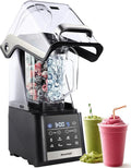Commercial Blender, 1500W Vacuum Blender for Less Foam, Professional-Grade Quiet Shield, Kitchen Timer, 9 Speeds, 6 Programs for Smoothies, Frozen Drinks, Self-Cleaning, 64oz Bulk Production