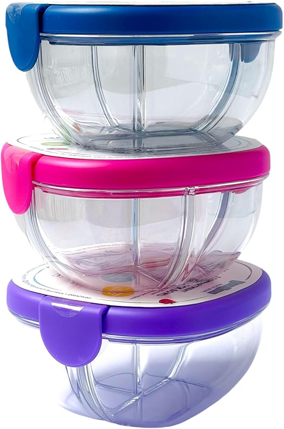 Yumbox Snack Bowl, Leakproof 3 Compartments, Removable Lid, Microwave, Dishwasher Safe, Kids Snacks, Granola Bowl, Snacks for school, work, travel