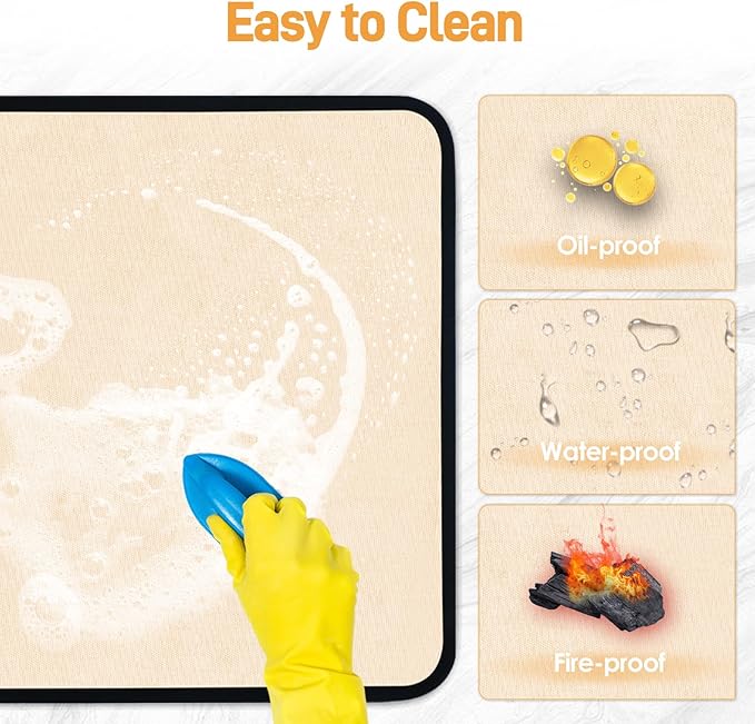 Heat Resistant Mats for Countertop - Fireproof 16x20in Heat Resistant Mats for Air Fryer - Kitchen Countertop Protector for Air Fryer, Coffee Maker, Stand Mixer, Toaster, Oven 2PCS - Khaki