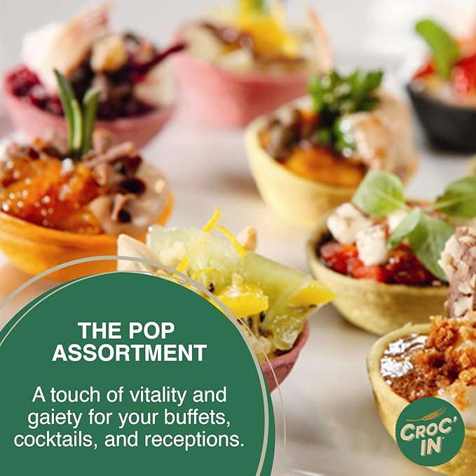 CROC'IN - Orange Mini Tart Shells - Edible Appetizer Or Dessert Cups - Pastry Pans - Artisanal & Vegan Confection - 60 Pieces