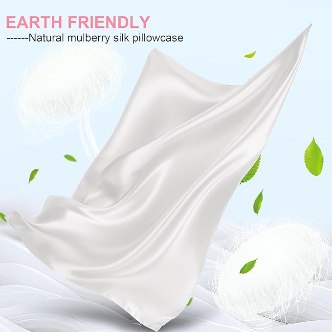 Mulberry Silk Pillow Cases King Size with Hidden Zipper, Ultra Smooth and Soft Breathable Cooling Silk Satin Pillowcase for Hair and Skin, Gifts for Women Men (Ivory, 20x36 Inches, 1 Pack)