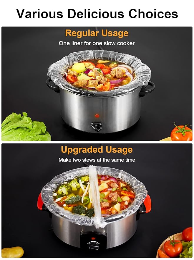 SMARTAKE Slow Cooker Liners, Small Size 13"x 15" Disposable Cooking Bags, Fit 1.5QT to 3QT for Slow Cooker, Cooking Trays, Suitable for Oval & Round Pots, 15 Liners