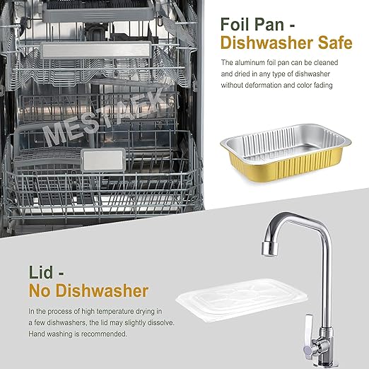 11"x 7.5" Sturdy Aluminum Foil Pans + Lids (5 Pack), 2X Thicker Heavy Duty for Oven, Grill, Microwavable Cooking Baking, Reusable Freezable Dishwasherable Disposable Tin Pot Container 74oz