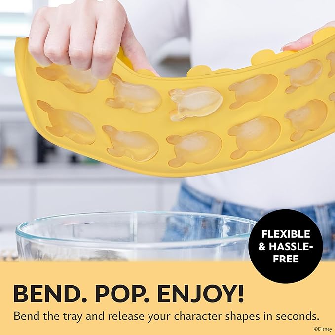 Disney Pooh Silicone Ice Cube Tray – 2 Pack Ice Trays for Freezer with Fun Pooh Ice Molds – Flexible BPA-Free Silicone Molds for Ice, Chocolate, and More (Pooh (Yellow))