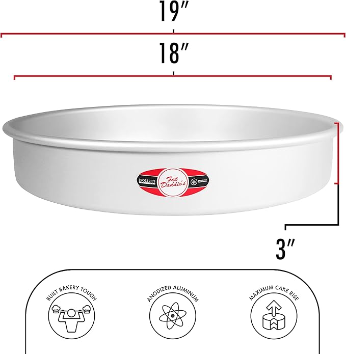 Fat Daddio's Round Cake Pan, 18 x 3 Inch, Silver