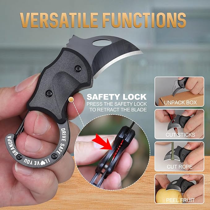 Gifts for Grandpa Fathers Day, Fathers Day Grandpa Gifts, EDC Box Cutter for Camping Hiking Fishing, Birthday Gift Ideas, EDC Tool Gift from Grandkids