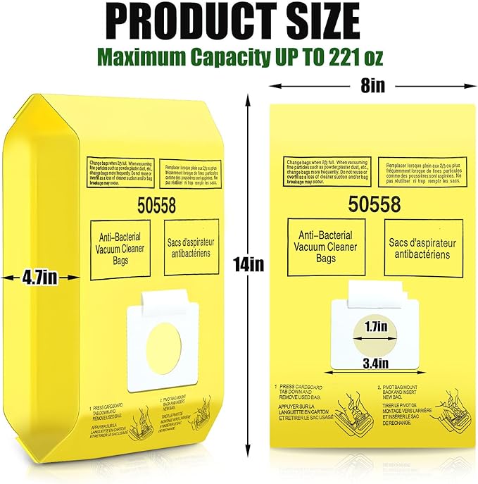 50 Pack Vacuum Cleaner Bags Fit for Kenmore Canister Type C/Q 5055 50555 50557 50558 and Pana·sonic Type C-5 C-18, 200 Series, 400 Series, 600 Series, 700 Series, 800 Series (50 Pack)
