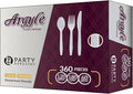 Party Bargains White Plastic Cutlery 360 pcs: 180 Forks, 120 Spoons, 60 Knives. Argyle Design, Heavy Duty & Solid Disposable Silverware Utensils Combo Pack Set for Weddings, Buffets, Luncheons