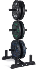 CAP Barbell 2-Inch Olympic Bumper Plate Weight Set with 6 Post Rack | 100-370 lbs | Multiple Options