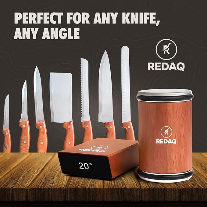 Magnetic Rolling Knife Sharpener Kit, 2-Angle Diamond System (15° & 20°), Restore Dull Knives Fast with Dual Grits, Safe and Fast Sharpening for Kitchen & Outdoor Knives