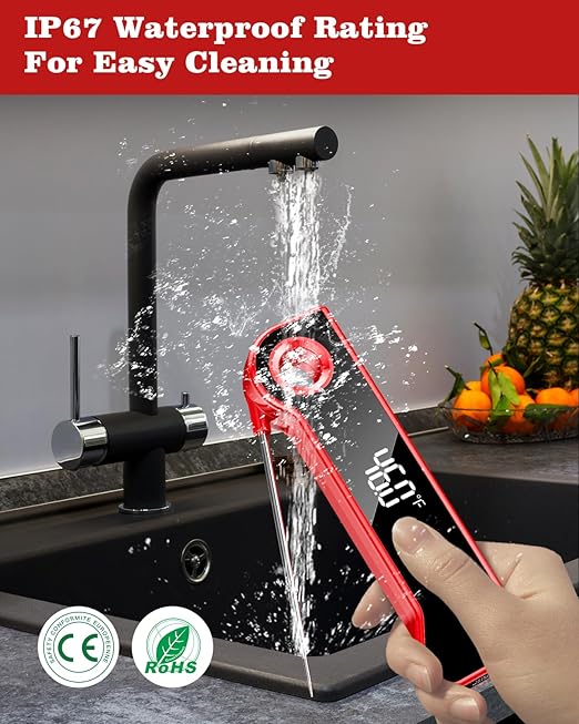 2025 Meat Thermometer Digital, ±0.5°F Accuracy Instant Read Thermometer180° Rotating Display, Calibratable and Auto Off, IP67 Waterproof Food Thermometer for Cooking,Grill,Oil Deep Fry, Brewing,Candy