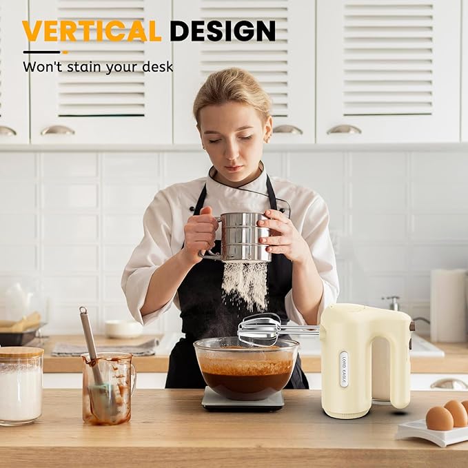 Lord Eagle 5-Speed Hand Mixer Electric Heldhand With Bowls Set, 300W Compact Mixer for Baking, Stainless Steel Mxing Bowl Measuring Cups Spoons