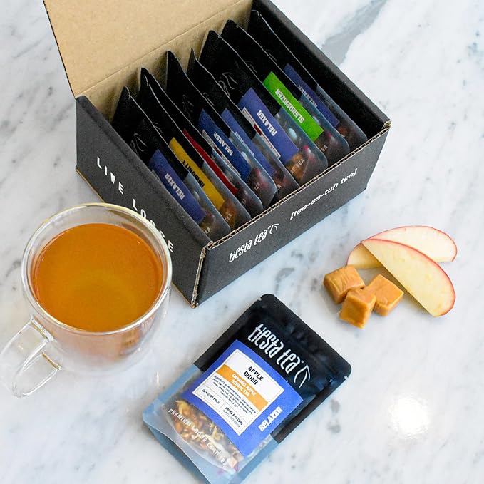Tiesta Tea Fall Medley Dry Flight Set Sampler Set - Loose Leaf Tea, No Caffeine, Perfect Hot or Iced, Assorted Brew Set With Herbal, Black, Chai, Fruit Blends, & More - 9 Resealable Pouches