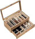 Knife Display Case, 2-Layer Pocket Knife Case Display & Storage Knives, Solid Wood Knife Case for Collections, Gift for Boyfriend Fathers Day Birthday Gifts(Brown)