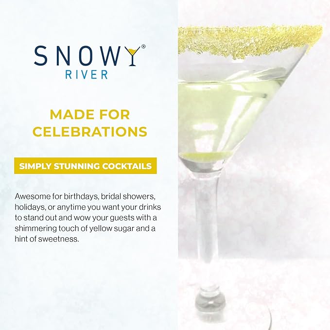 Snowy River Yellow, Cocktail & Margarita Sugar Rimmer - Vibrant Naturally Colored Sugar for Cocktail Rimming, Baking & Decorating, Medium Crystal - 80oz