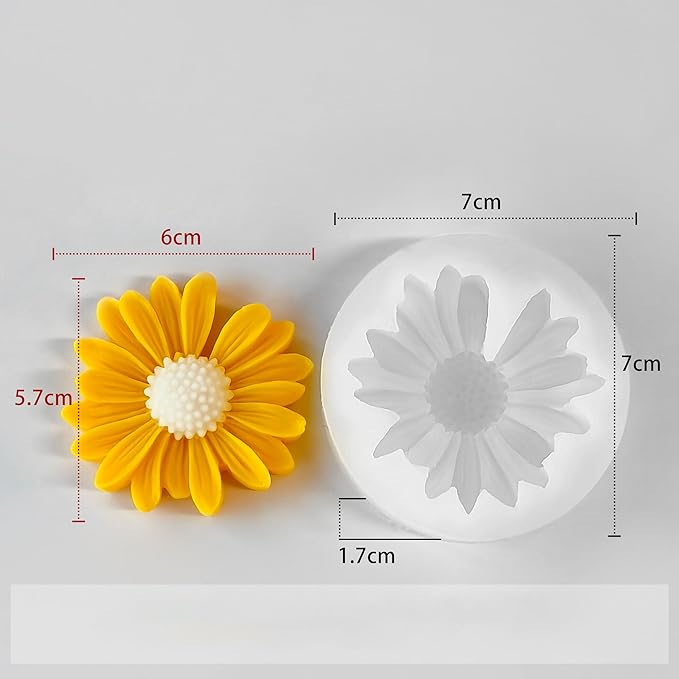 2 Pcs Daisy Flower Pendant Candle Mold - 2 Style - Silicone Resin Casting Molds for Candle & Resin & Soap Craft Supplies