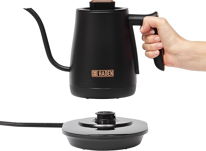 Haden Electric Tea Kettle, Gooseneck Hot Water Boiler, 0.6L Teapot, Black/Copper