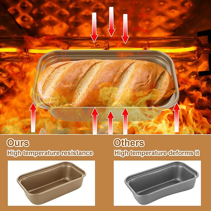 8 PCS Mini Loaf Pans Nonstick Carbon Steel Baking Bread Pan Bread Loaf Pan for Baking Loaf Tin Pan Meatloaf Baking Pan Small Bread Tins for Homemade Banana Bread, 6.1 x 3.3 inch