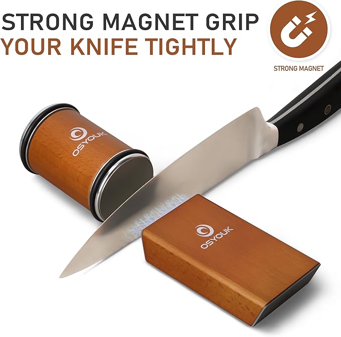 Knife Sharpener Tool- Afilador de cuchillos fácil -Rolling Knife Sharpeners Kit,Knife Sharpening with Diamonds and Ceramic, Magnetic Knife Sharpener, Offering 15°& 20° Magnetic Angles,Regalo del padre